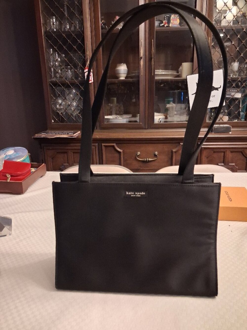 Kate Spade New York Sam Icon Vintage Tote, Black Nylon Snap Closure